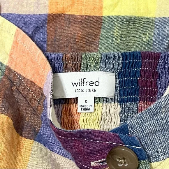 Aritzia Wilfred Ducharme Linen Button Down Plaid Mini Dress 6 - Picture 7 of 9